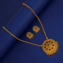 Antique Gold Plated Floral Stone Pendant Necklace Set