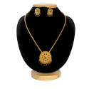Antique Gold Plated Floral Stone Pendant Necklace Set
