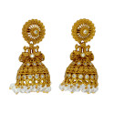Traditional Antique Gold Plated Floral Jhumka Earrings