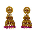 Traditional Antique Gold Plated Floral Jhumka Earrings