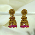 Traditional Antique Gold Plated Floral Jhumka Earrings