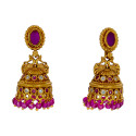 Small Antique Gold Plated Stone Jhumka For Girls