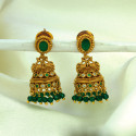 Small Antique Gold Plated Stone Jhumka For Girls