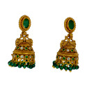Small Antique Gold Plated Stone Jhumka For Girls