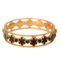 Contemporary Gold Plated Floral Enamel Stone Bangle