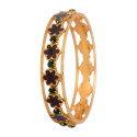 Contemporary Gold Plated Floral Enamel Stone Bangle