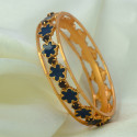 Contemporary Gold Plated Floral Enamel Stone Bangle