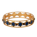 Contemporary Gold Plated Floral Enamel Stone Bangle
