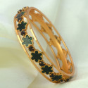 Contemporary Gold Plated Floral Enamel Bridal Stone Bangle