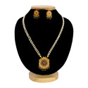 Gold Plated Kemp Pendant Double Layer Pearl Chain Set
