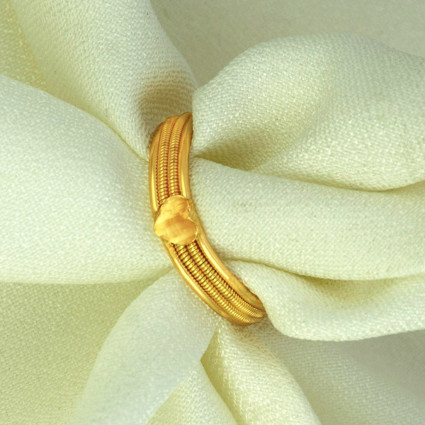 Stylish Gold Plated Ribbed Heart Finger Ring
