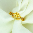 Gold Plated Square Cutout CZ Wave Adjustable Ring