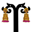 Small Antique Gold Plated Twin Peacock Stone Jhumka Earrings