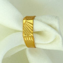 Unisex Gold Plated Diagonal Striped Design Finger Ring