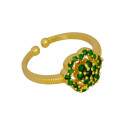 Appealing Gold Plated Floral Stone Adjustable Finger Ring