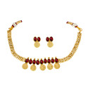 Antique Triple Layer Stone Lakshmi Kashu Necklace Set