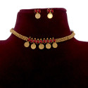 Antique Triple Layer Stone Lakshmi Kashu Necklace Set