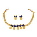 Antique Triple Layer Stone Lakshmi Kashu Necklace Set