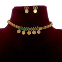 Antique Triple Layer Stone Lakshmi Kashu Necklace Set
