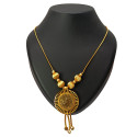 Beautiful Gold Plated Round Mesh Chain With Big Round Floral Pendant