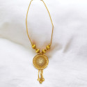 Beautiful Gold Plated Round Mesh Chain With Big Round Floral Pendant