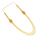 Gold Plated Three Strand Floral Double Side Mugappu Necklace