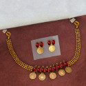Antique Triple Layer Stone Lakshmi Kashu Necklace Set