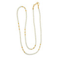 Gold Plated White Pearls And Golden Beads Chain