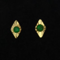 Diamond-cut Gold Plated Emerald Second Studs