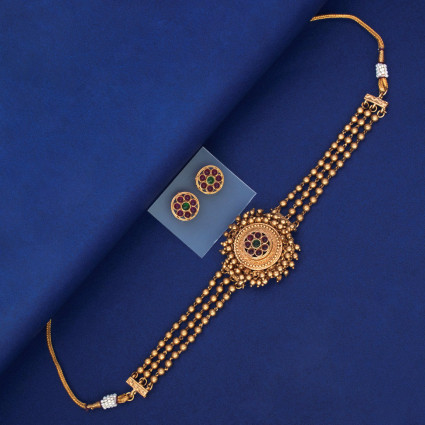 Triple Layer Antique Kemp Stone Choker Set