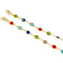 Trendy Gold Plated Multi-Coloured Stone Anklets