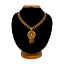 Antique Gold-Plated Ruby Circular Pendant Necklace