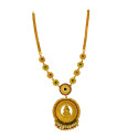 Antique Floral Semi-precious Stone Lakshmi Pendant Necklace