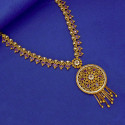 Antique Gold-Plated Ruby Circular Pendant Necklace
