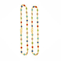 Gold-Plated Square-Cut Multicolour Stone Anklet