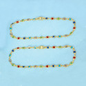 Gold Plated Square-Cut Multi-colour Stone Anklets
