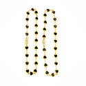 Gold-Plated Black CZ Heart Link Anklet
