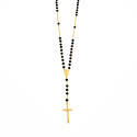 Religious Black Crystal Rosary Cross Chain