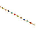 Gold-Plated Square-Cut Multi-colour Stone Bracelet