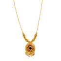 Matte Gold-Plated Ruby Stone Enamel Pendant Necklace