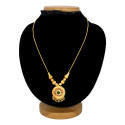 Matte Gold-Plated Ruby Stone Enamel Pendant Necklace