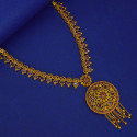 Antique Gold-Plated Ruby Circular Pendant Necklace