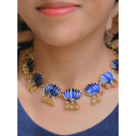 Blooming Matte Gold Plated Lotus Ghunghroo Necklace Set