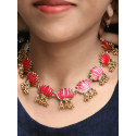 Blooming Matte Gold Plated Lotus Ghunghroo Necklace Set