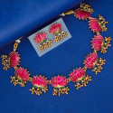 Blooming Matte Gold Plated Lotus Ghunghroo Necklace Set