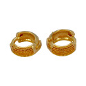 Gold-Plated Beaded Design Small Hoop Earrings