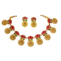 Ethnic Lakshmi Kasu Lotus Necklace Set