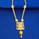 Matte Gold Plated Traditional Square Pendant Necklace
