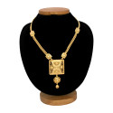 Matte Gold Plated Traditional Square Pendant Necklace