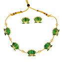 Matte Gold-Plated Beads Chain Lotus Necklace Set